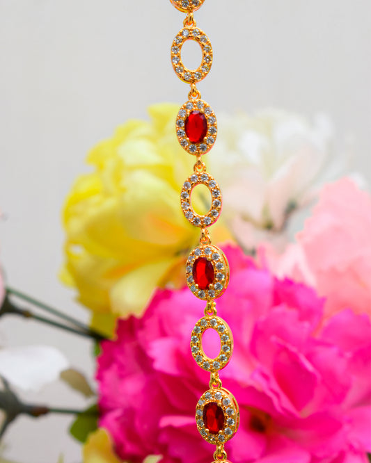 Elegant Ruby Red Stone Bracelet – Premium Artificial Jewelry For Girls