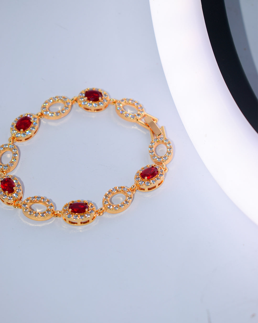 Elegant Ruby Red Stone Bracelet – Premium Artificial Jewelry For Girls